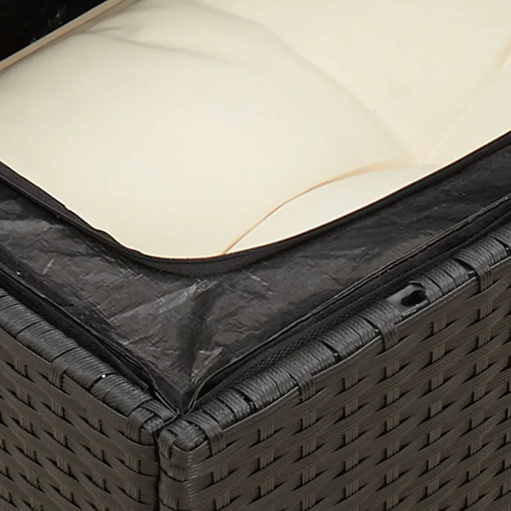 Divano da Giardino a 3 Posti con Cuscini Nero in Polyrattan 366014