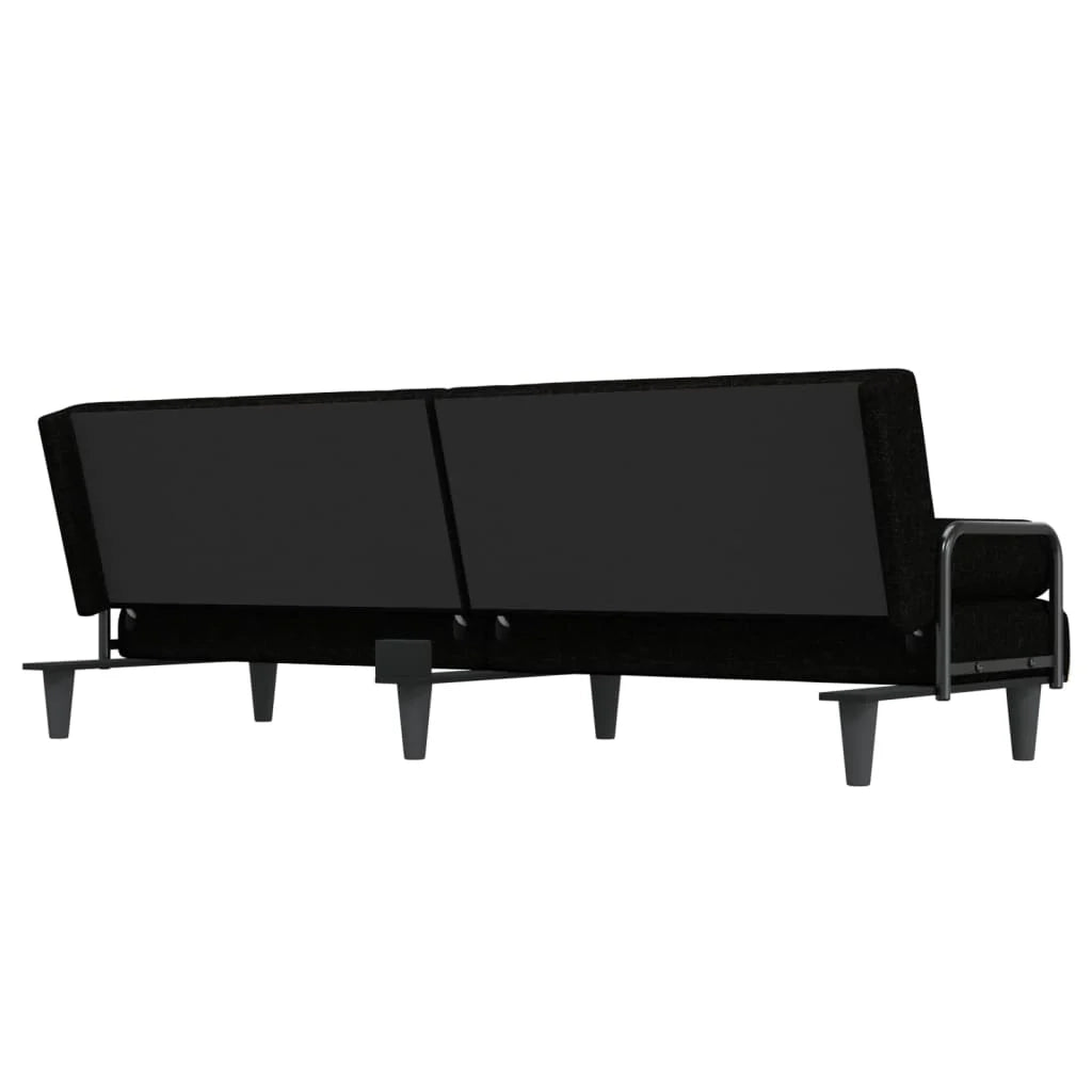 Divano letto con braccioli 205 x 89 x 70 cm in tessuto nero 02_0021017