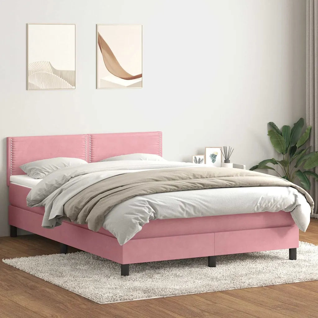 Giroletto a Molle con Materasso Rosa 160x220 cm in Velluto