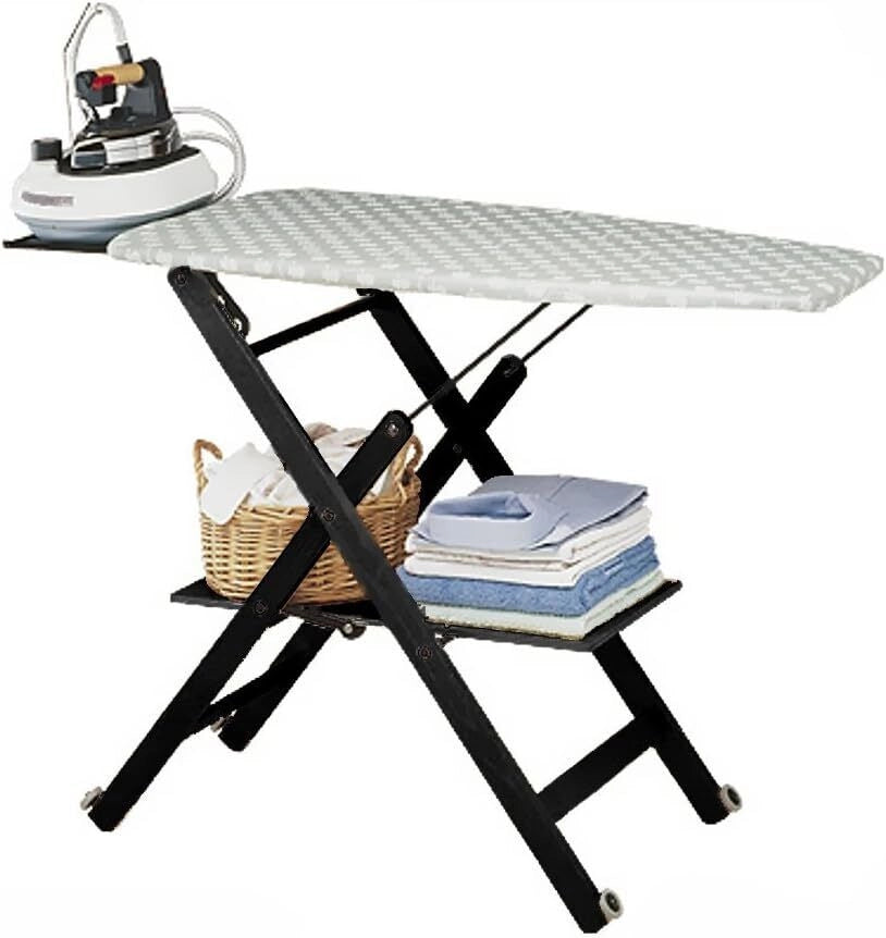 Foppapedretti 9900311086 Assai Asse da stiro completo con ruote e piano regolabile a 3 altezze colore Wengé