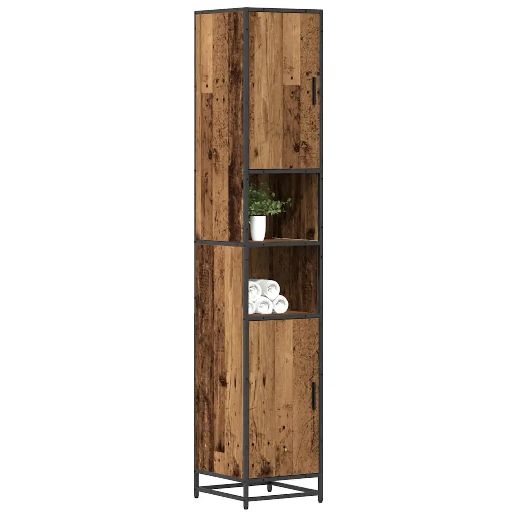 vidaXL Mobile da Bagno con porta Legno vecchio 35 x 37.5 x 188.5 cm