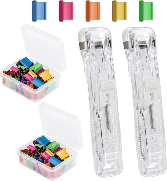 2 Dispensatori di Clip a Papel Portatili - Colori Misti