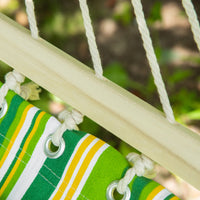 Amaca Matrimoniale in Cotone 284x140 cm a Righe Verde Giallo e Bianco