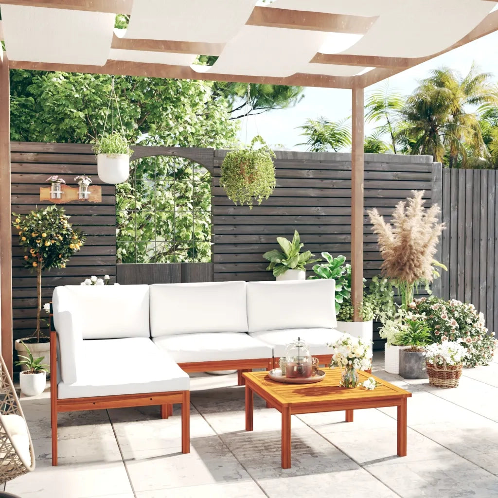 Set da giardino 5 pezzi con cuscini crema 63x63 cm 3057902