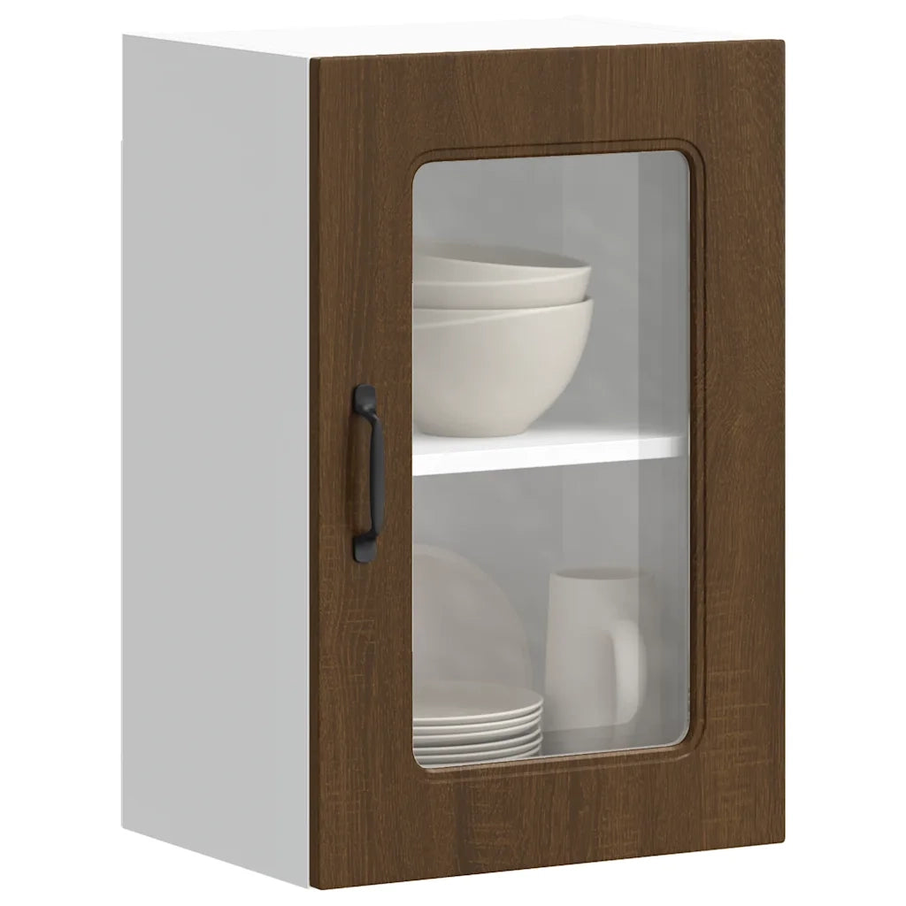 Pensile da Cucina con Porta in Vetro Kalmar Rovere Marrone