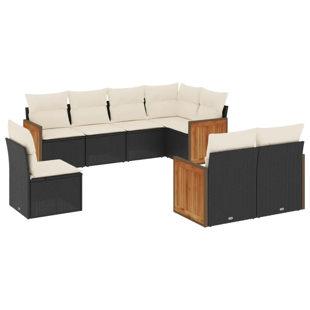 Set Divani da Giardino con Cuscini 8 pz Nero in Polyrattan 3227841