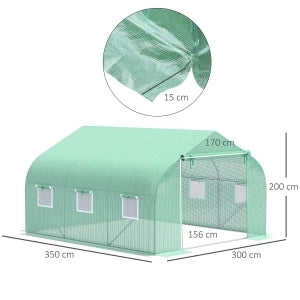 Serra da giardino in PVC e acciaio zincato 350 x 300 x 200 cm, verde scuro