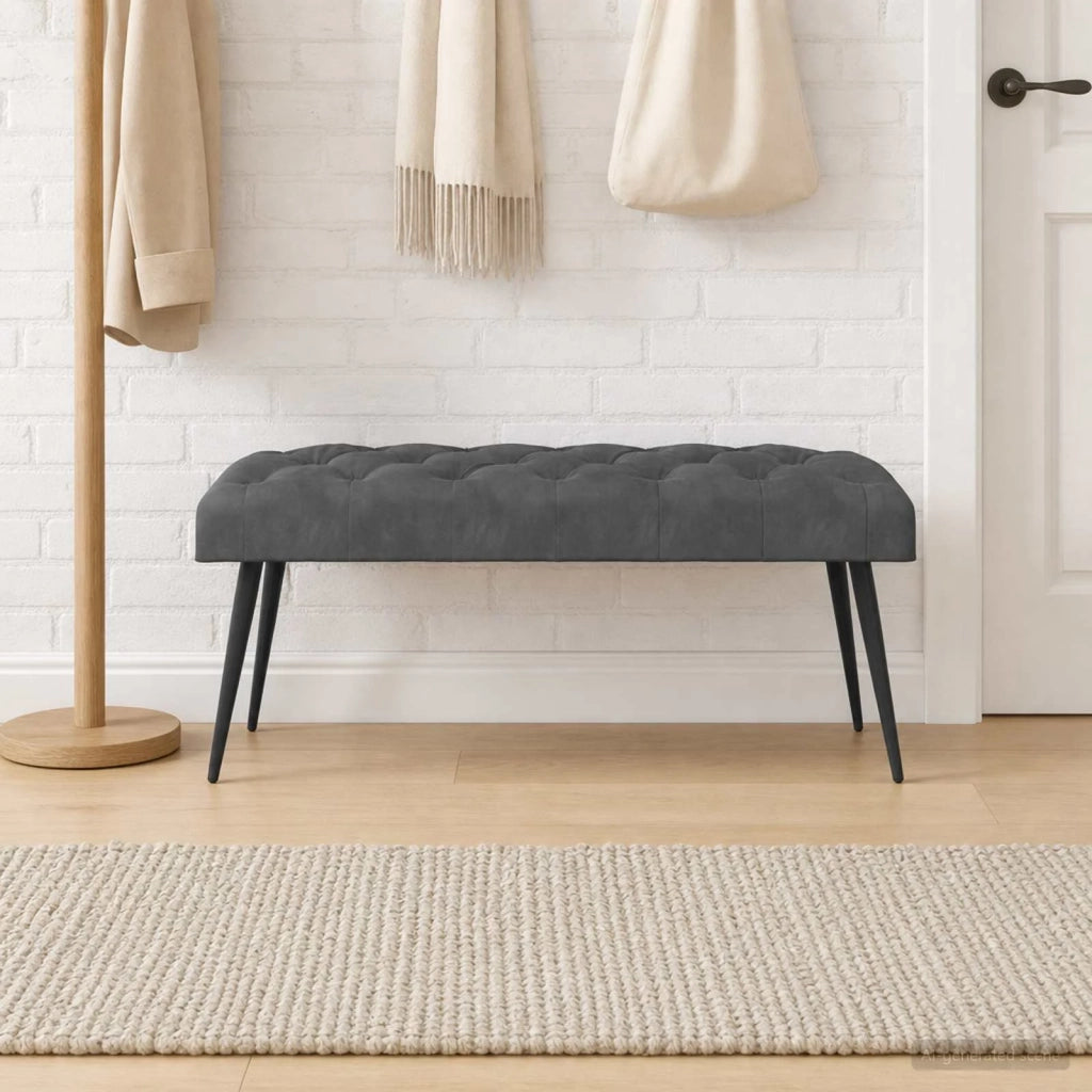 Panchina con bottoni imbottiti Grigio Scuro 110 x 40 x 46 cm 42038572