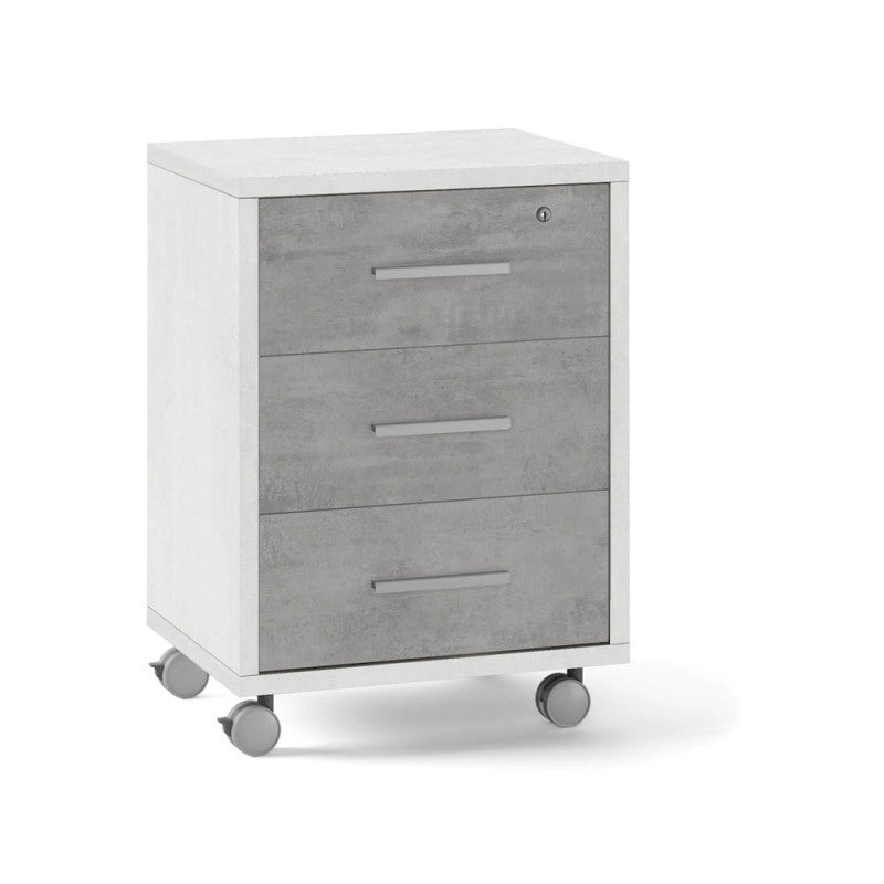 Mobile 3 Cassetti Su Ruote Ossido Bianco cm 51x41x71h - Sarmog