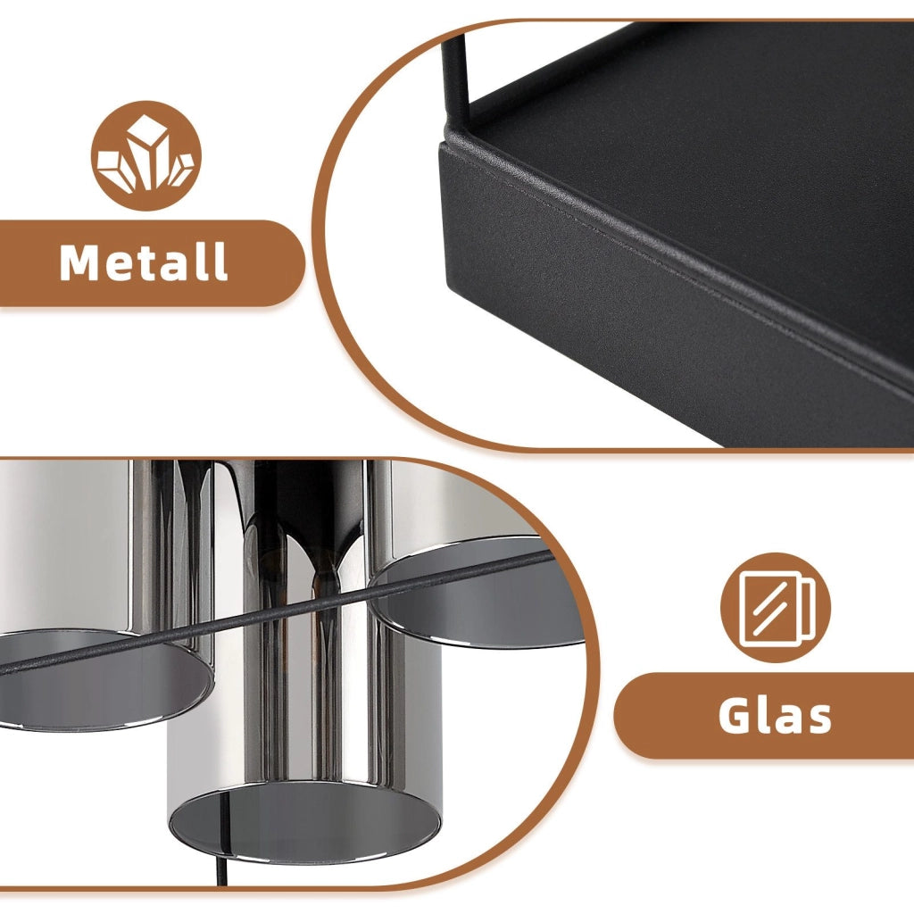 ZMH Lampada da soffitto plafoniera LED vintage vetro nero E27 per soggiorno cucina