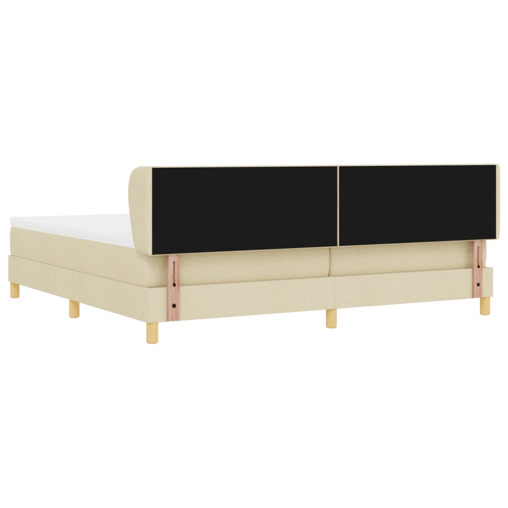 Letto Box Spring con Materasso - Crema - 200x200 cm - Tessuto
