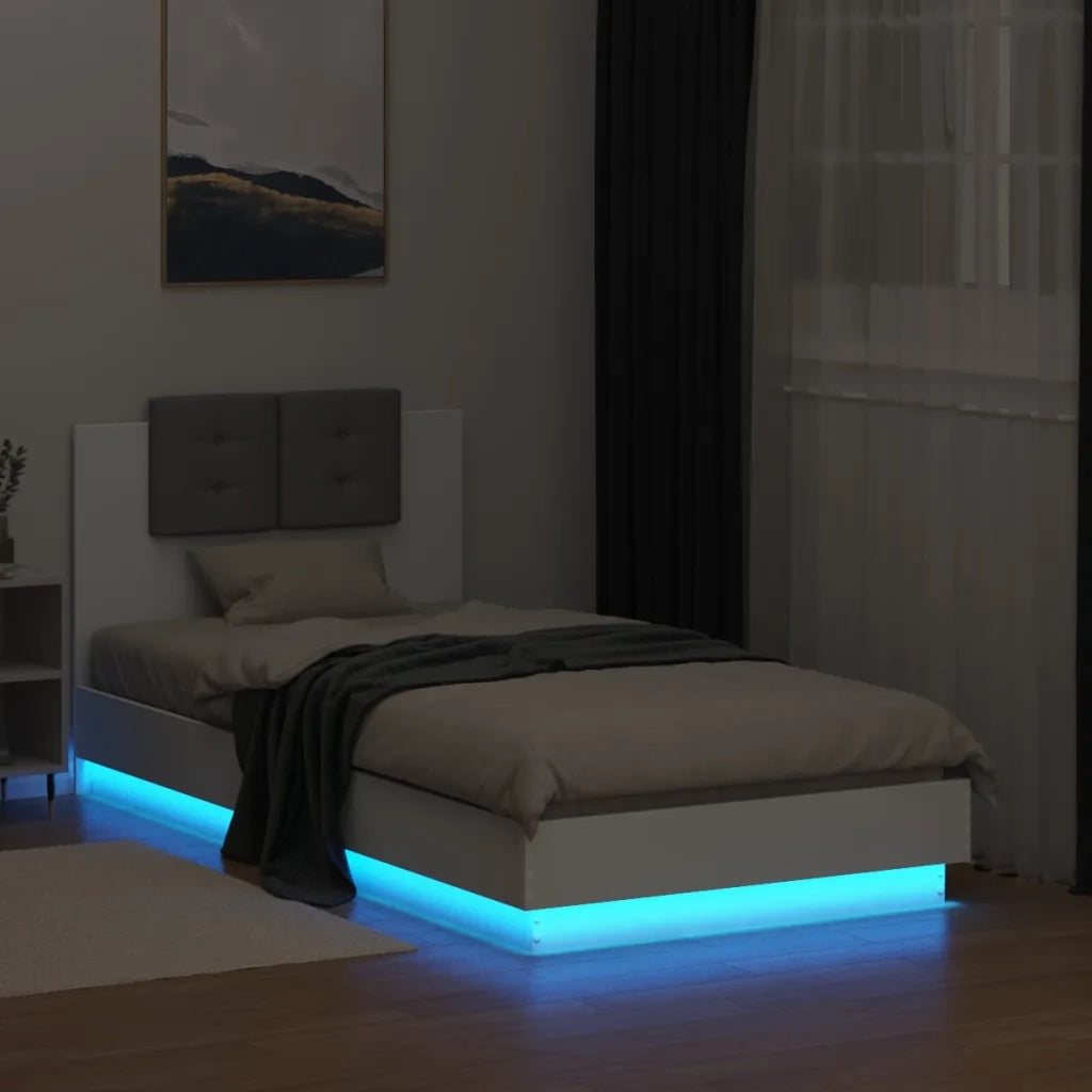 Giroletto con Testiera e LED Bianco 90x190 cm 3210059