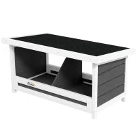 Nido per Galline a 2 Aree con Base Rialzata e Tetto, in Legno e Bitume, 66x37x34 cm, Grigio Bianco e Nero