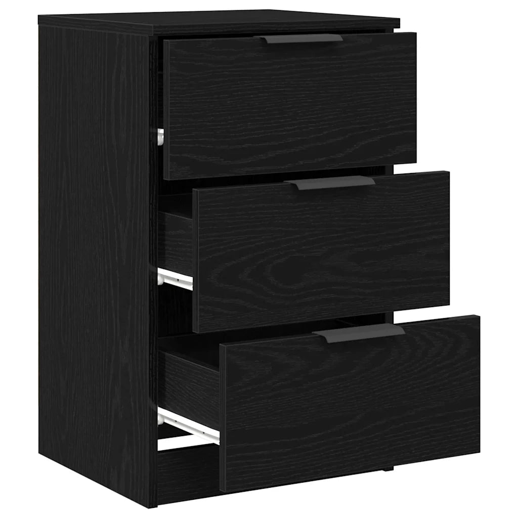 Comodino | Armadio da Notte | Mobiletto da notte Rovere Nero 40 x 65 x 65 cm Legno multistrato