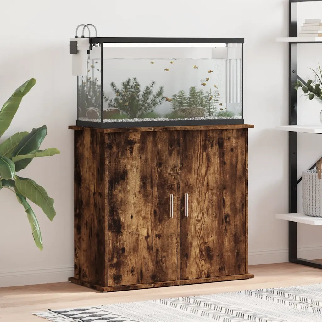 Supporto Acquario 81x36x73 cm in Legno Multistrato Rovere Fumo 833628