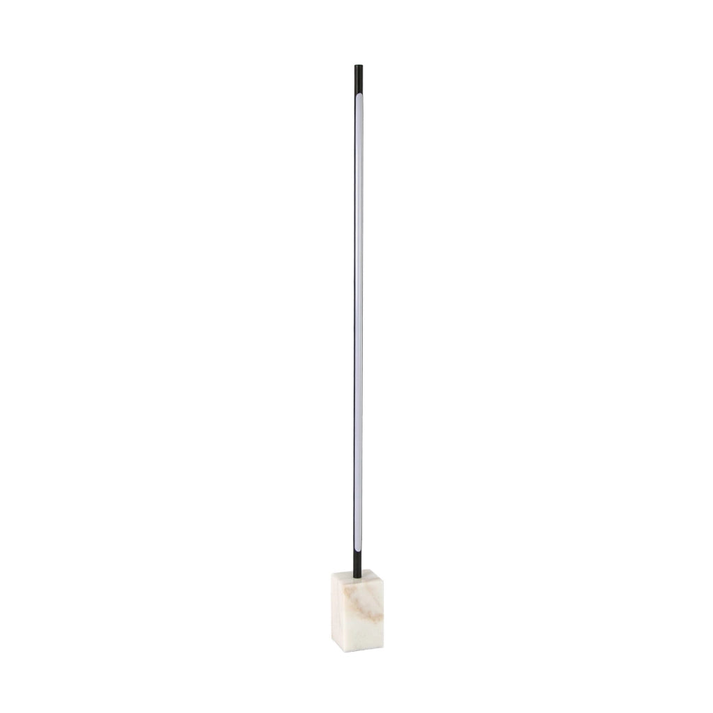 Lampada da terra in acciaio nero con base in marmo porcellanato