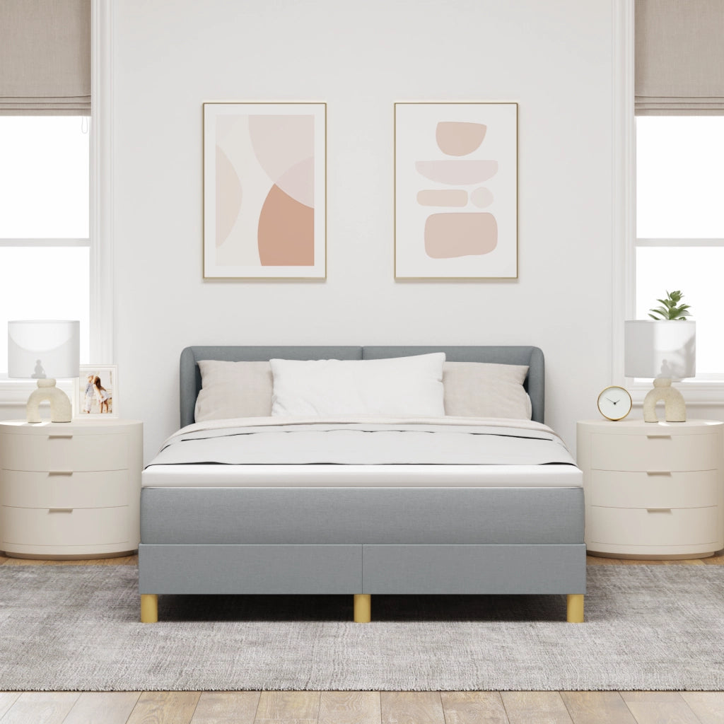 Letto a Box Spring con Materasso - Grigio Chiaro, 140x200 cm, Tessuto