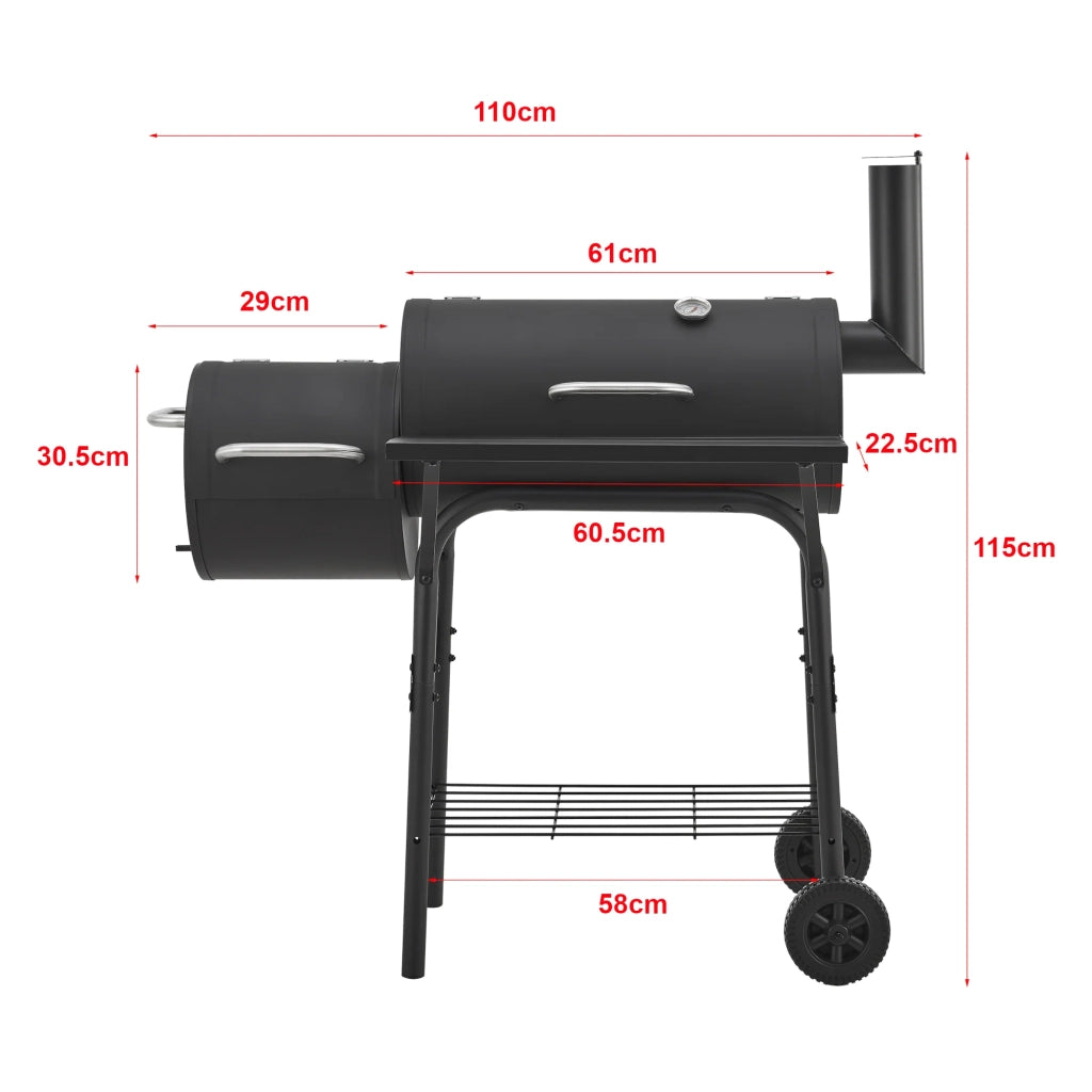 Barbecue affumicatore a carbone 115 x 110 x 64 cm acciaio nero 03_0008980