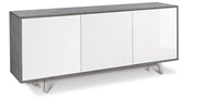 Mobile 3 Ante 177x74x41 cm Cemento/Bianco Lucido