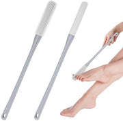 Set di due spazzole per piedi in silicone, anello per il pediluvio, spazzola per piedi con lunga maniglia, spazzola per seni per il pediluvio, spazzola per la pulizia delle interstizi tra i piedi, riduce prurito ai piedi (grigio)