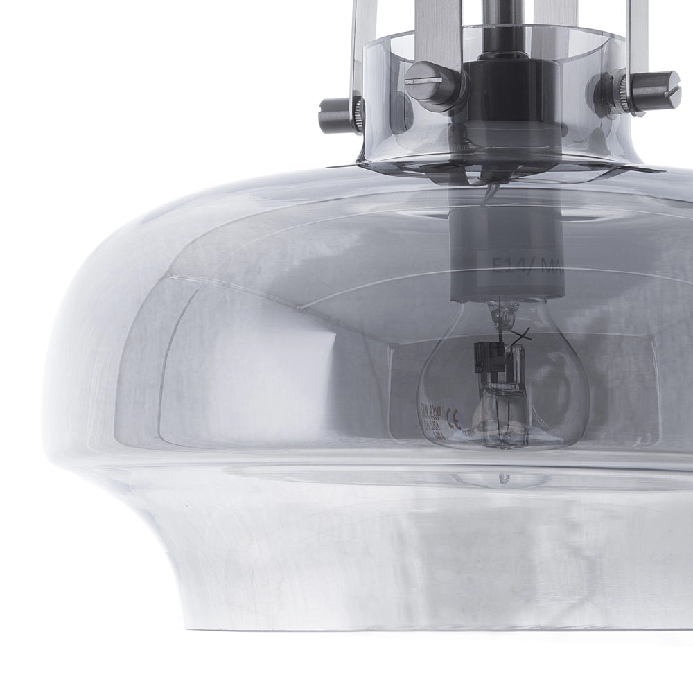 Lampada a Sospensione lampadario pendente Industriale in Vetro Fumé