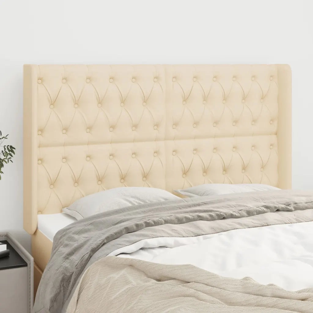 Testiera | Testata ad Orecchio Crema 163x16x118/128 cm in Tessuto