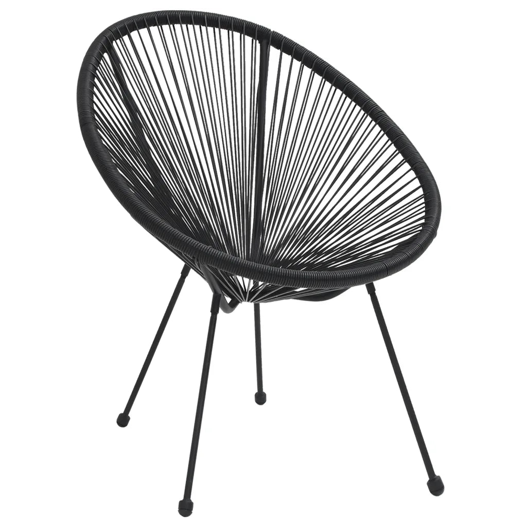 Set da Pranzo per Giardino 5 pz in Rattan PVC Nero cod mxl 35743