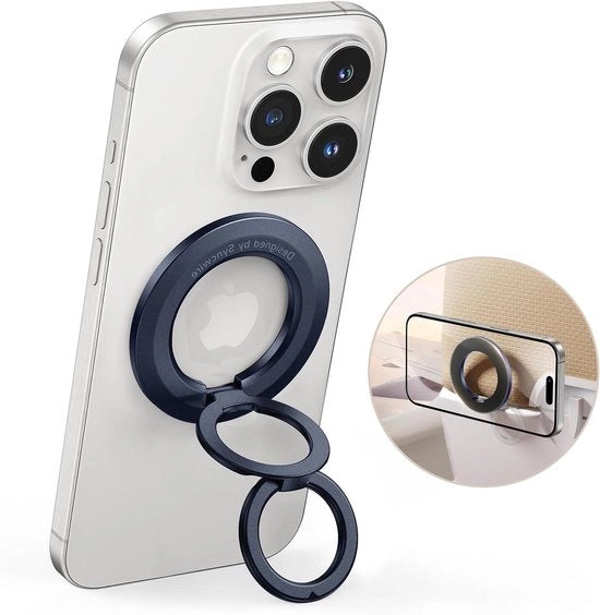 Supporto per smartphone con anello di chiusura magnetico, compatibile con diversi dispositivi - blu titanio