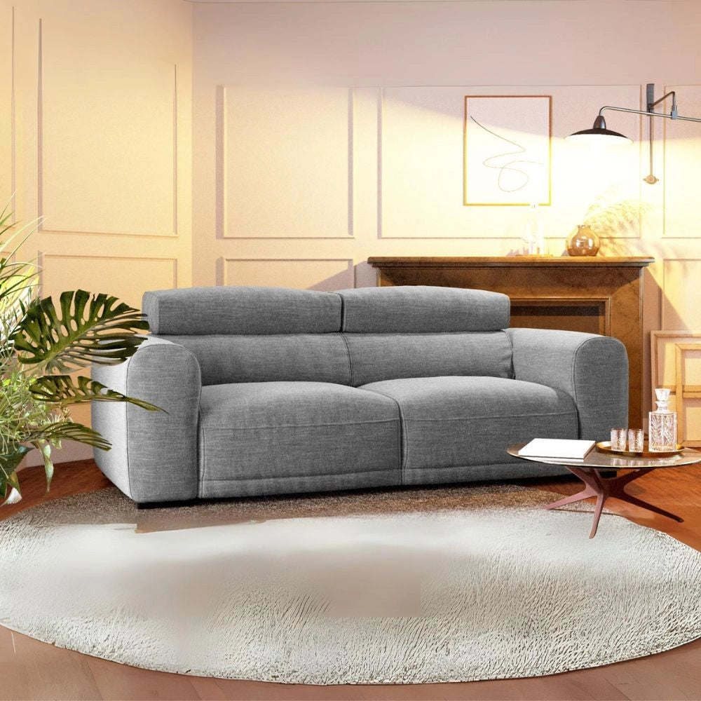 Divano 2 posti extra large tessuto grigio con seduta a slitta Leora 251x112.5x102H