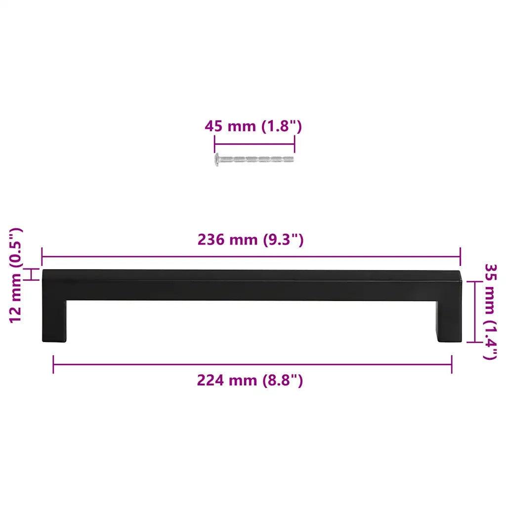 Maniglie per Mobili 5 pz Nere 224mm in Acciaio Inox CFW1554719