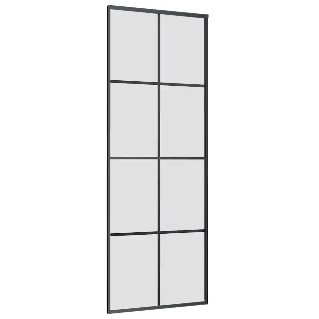 Porta Scorrevole con Ferramenta Nera 76x205 cm in Vetro ESG