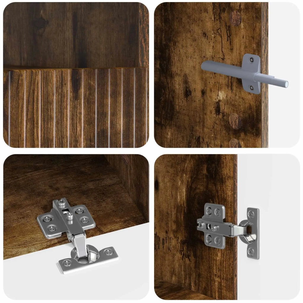 Mobile TV LED a 5 pezzi Rovere Fumo Legno ingegnerizzato 3416603