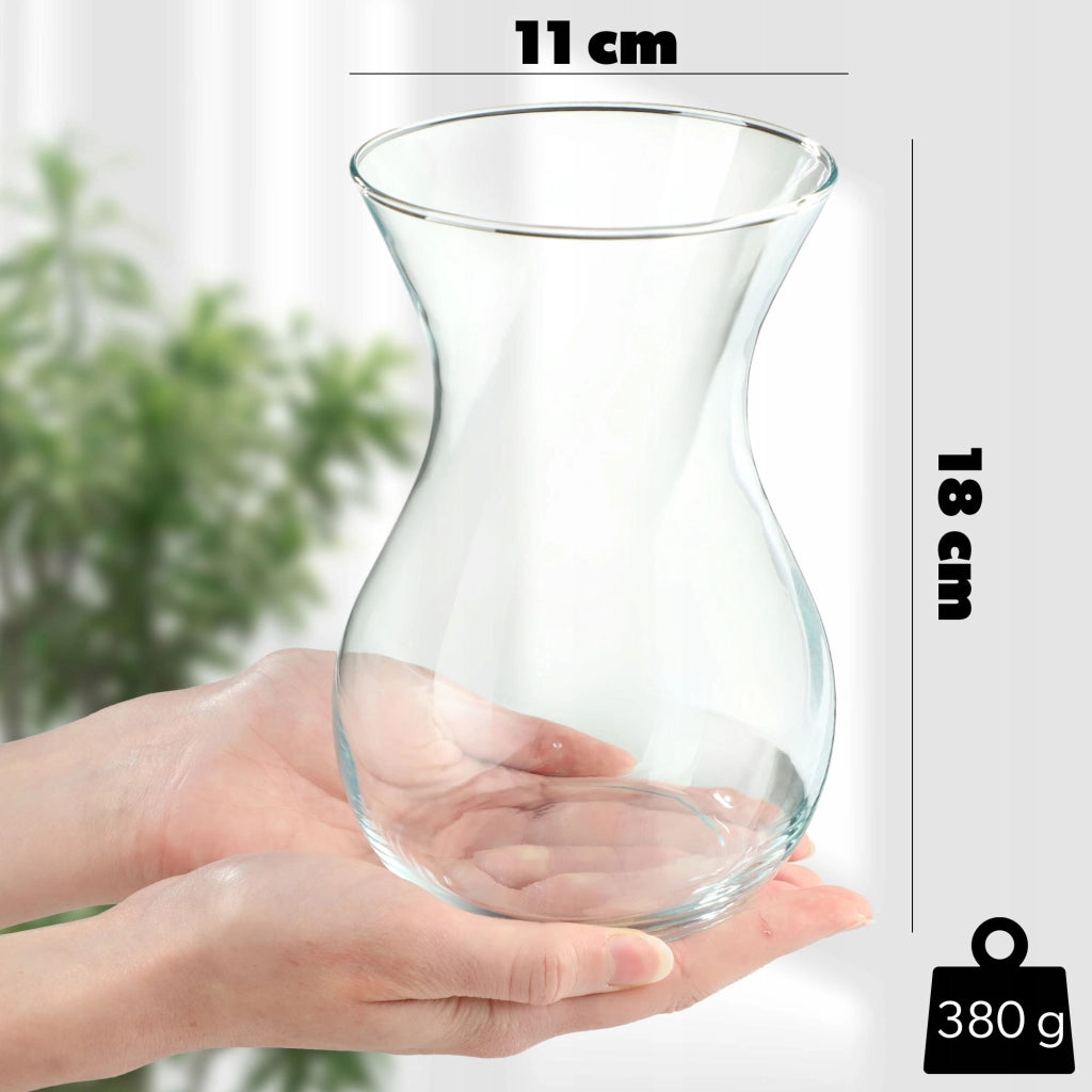 Vaso in vetro KADAX per fiori e bouquet, trasparente, liscio, classico, 18 cm