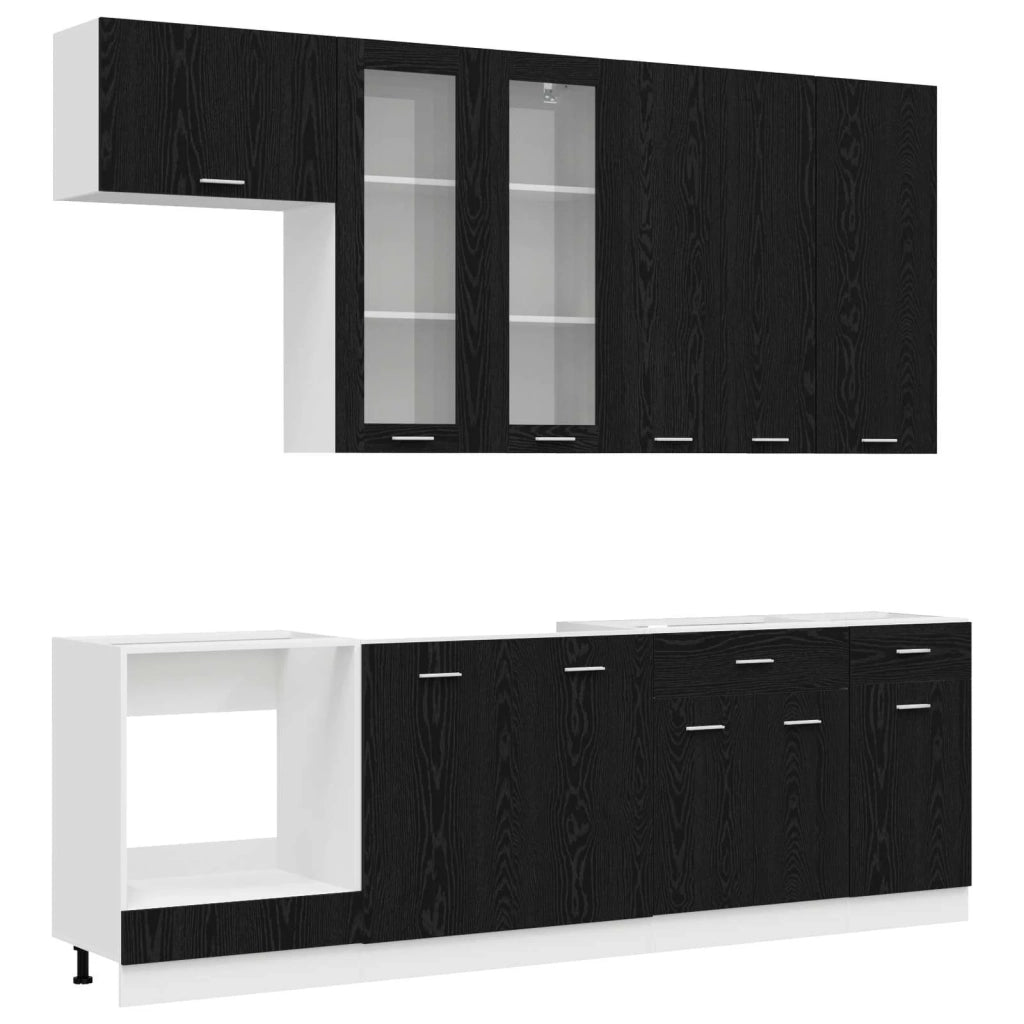 Unità Cucina LYON 8 pcs Rovere Nero Legno ingegnerizzato 3438212