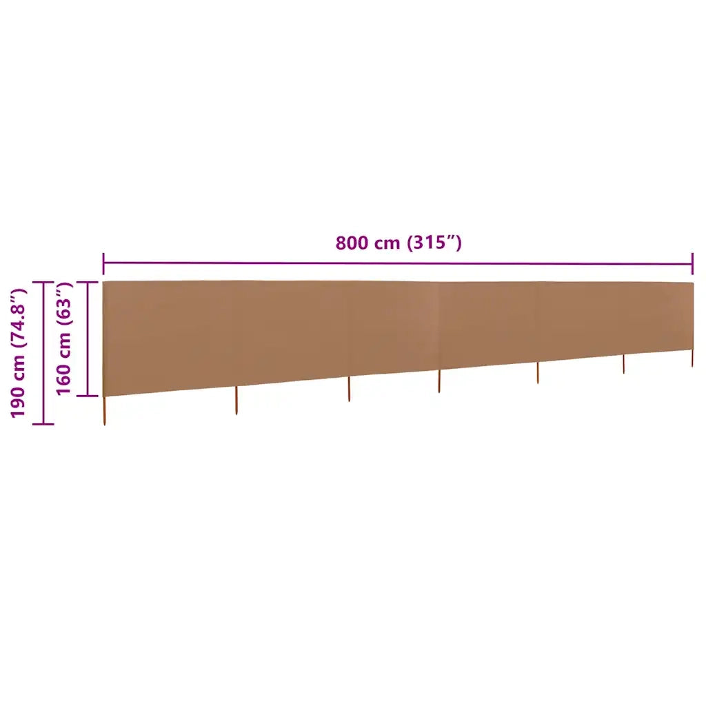 Paravento a 6 Pannelli in Tessuto-Divisorio 800x160 cm Grigio Talpa