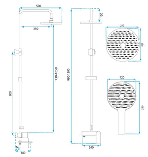 Set Doccia Rea Avalon Gold Brush