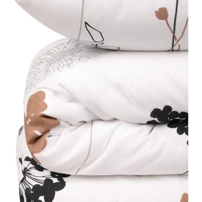 Completo letto - 1 copripiumino 220 x 240 cm + 2 federe 60 x 60 cm - 65% cotone, 35% poliestere - Bianco