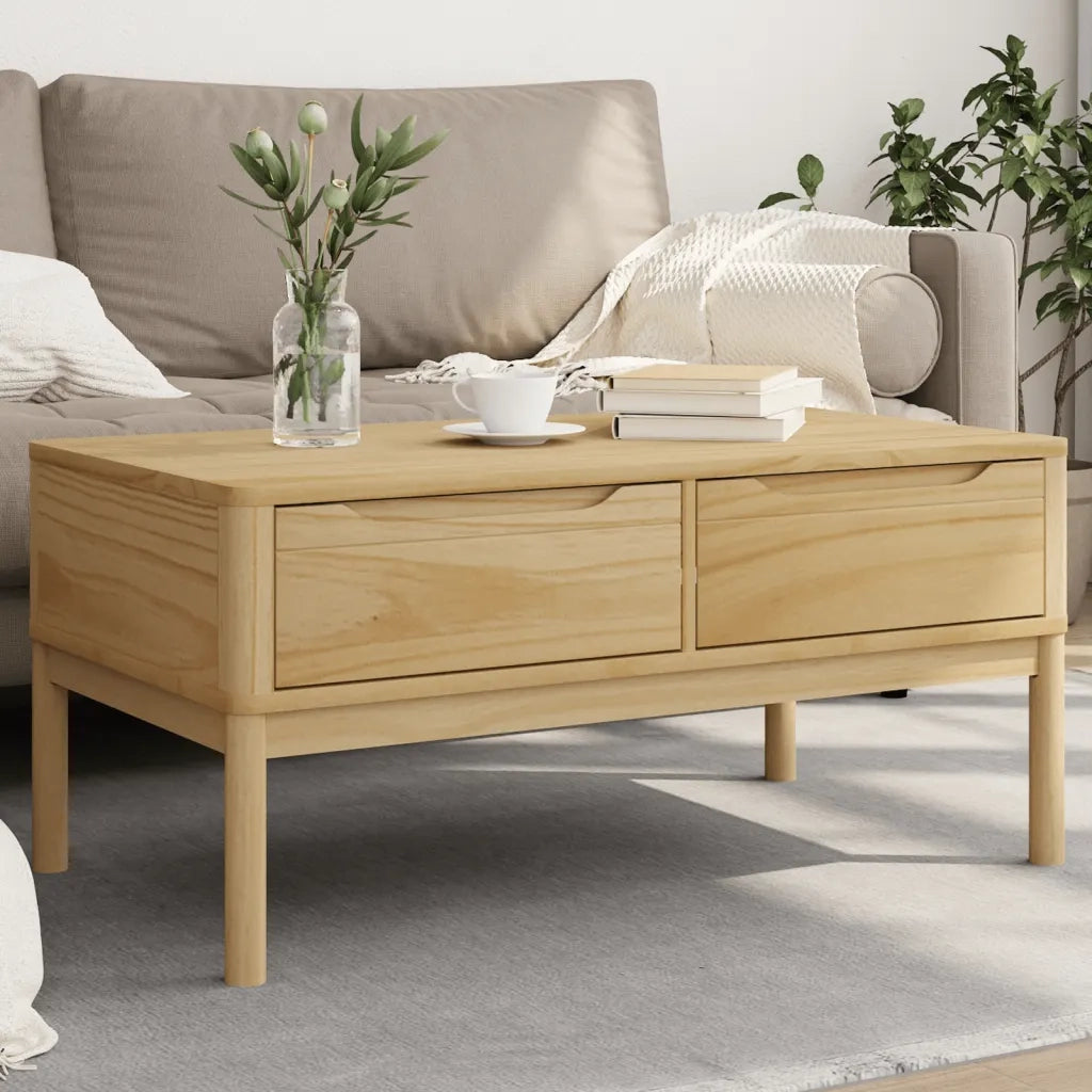 Tavolino da salotto | Tavolino da caff¨¨ | Tavolino da Soggiorno FLORO Marrone Cera 99x55,5x45 cm in Legno di Pino