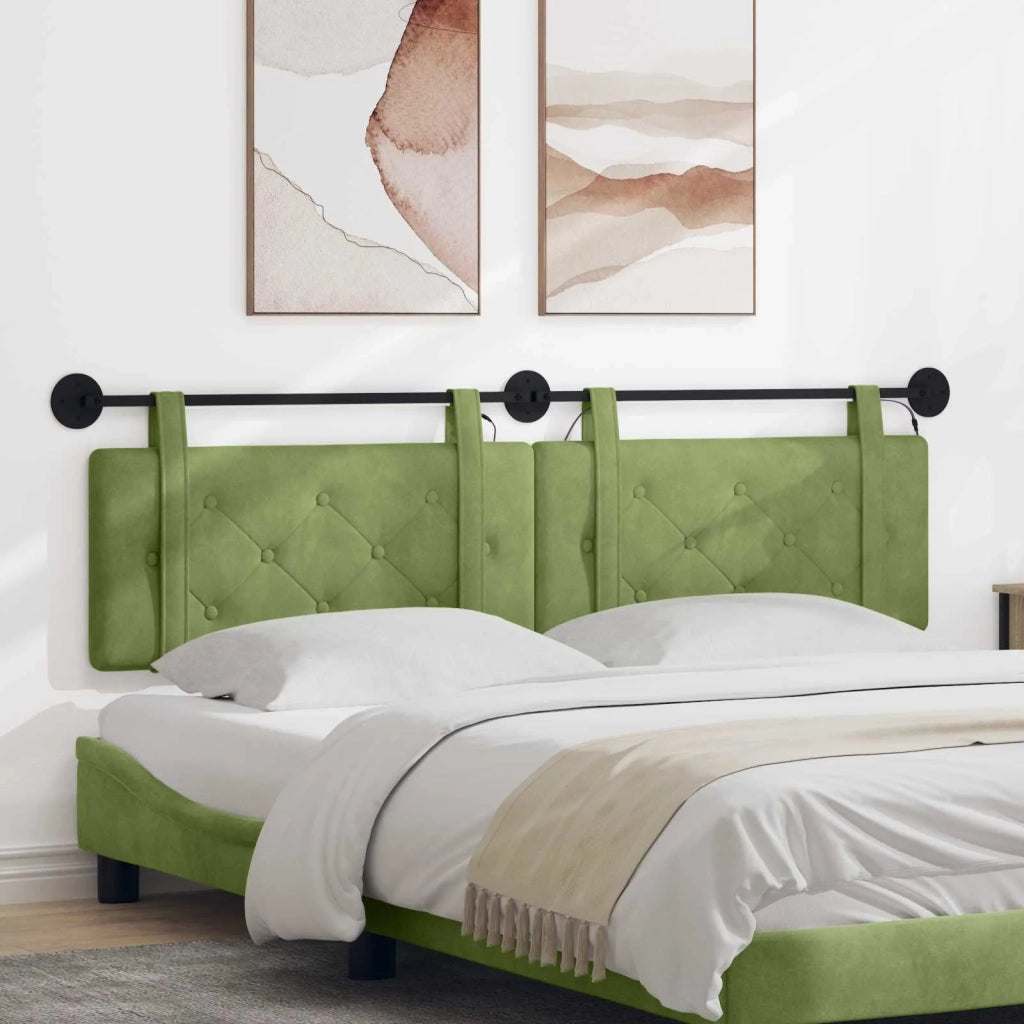 Testiera sospesa Con luce LED Verde chiaro Velluto