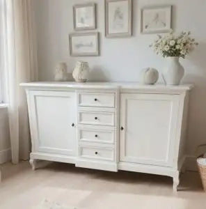 Credenza madia mod provenzale in legno Shabby chic bianco