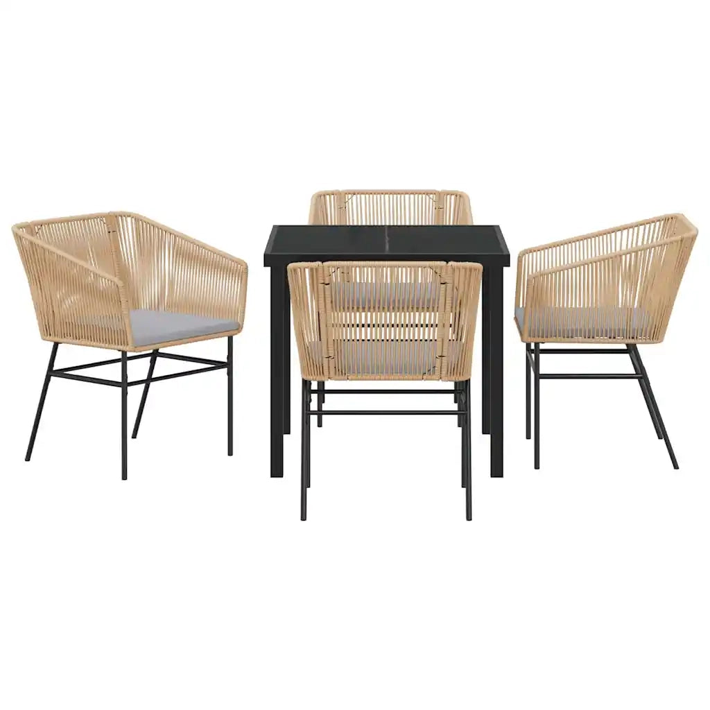 Set da Pranzo per Giardino con cuscino 5 pcs Marrone 3380926
