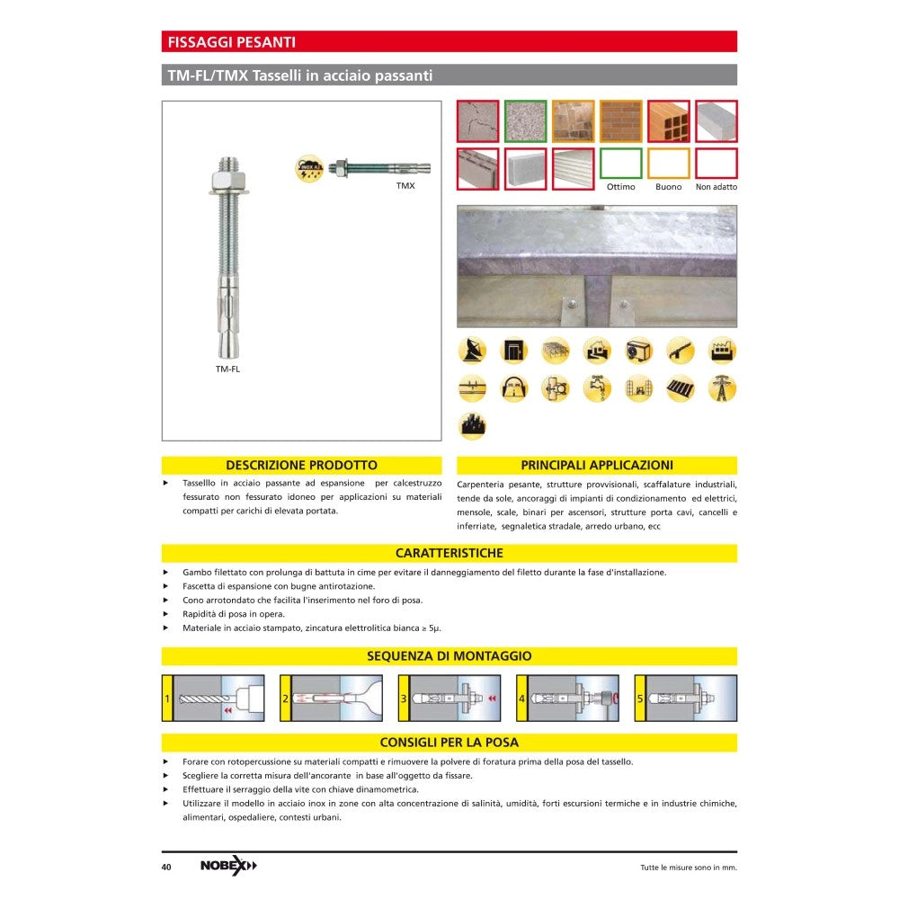 Tm-fl ancorante tassello passante 10x90mm in acciaio zincato per calcestruzzo - 3pz
