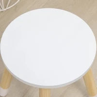 Set Toeletta per Bambini con Tavolo Trucco e Sgabello, Specchio e 2 Cassetti, Bianco e Colore Legno