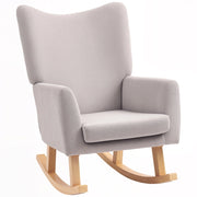 Poltrona Dondolo Design Retr¨° ¨C zephmum ¨C Tessuto Corda, Legno Gomma, Grigio Chiaro