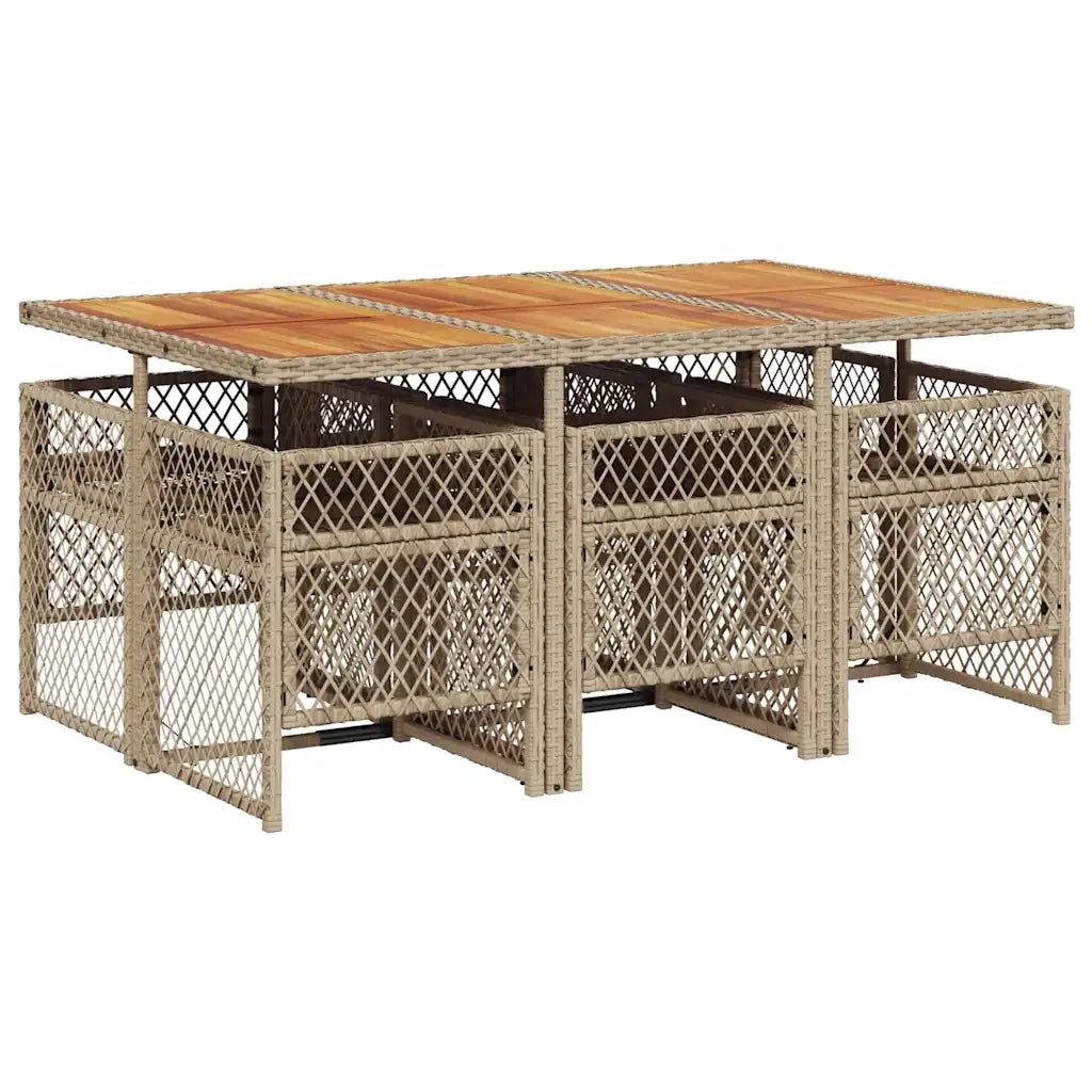 Set da Pranzo da Giardino 7 pz con Cuscini Beige in Polyrattan 3210736