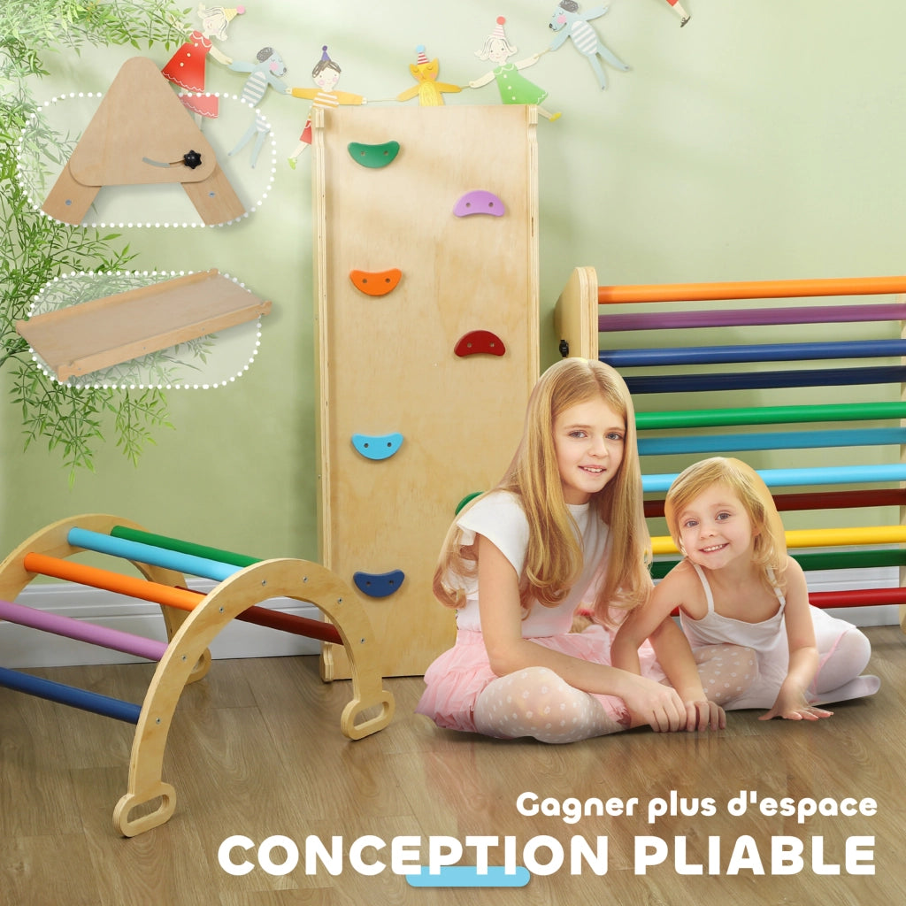Struttura gioco triangolo 5 in 1 con scivolo rampa arrampicata altalena ¨C Xylo ¨C legno multicolore
