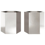 Fioriera aiuola rialzata fioriera aiuola giardino terrazza set da 2 esagonale 46 x 40 x 45 cm acciaio inox argento 02_0039077