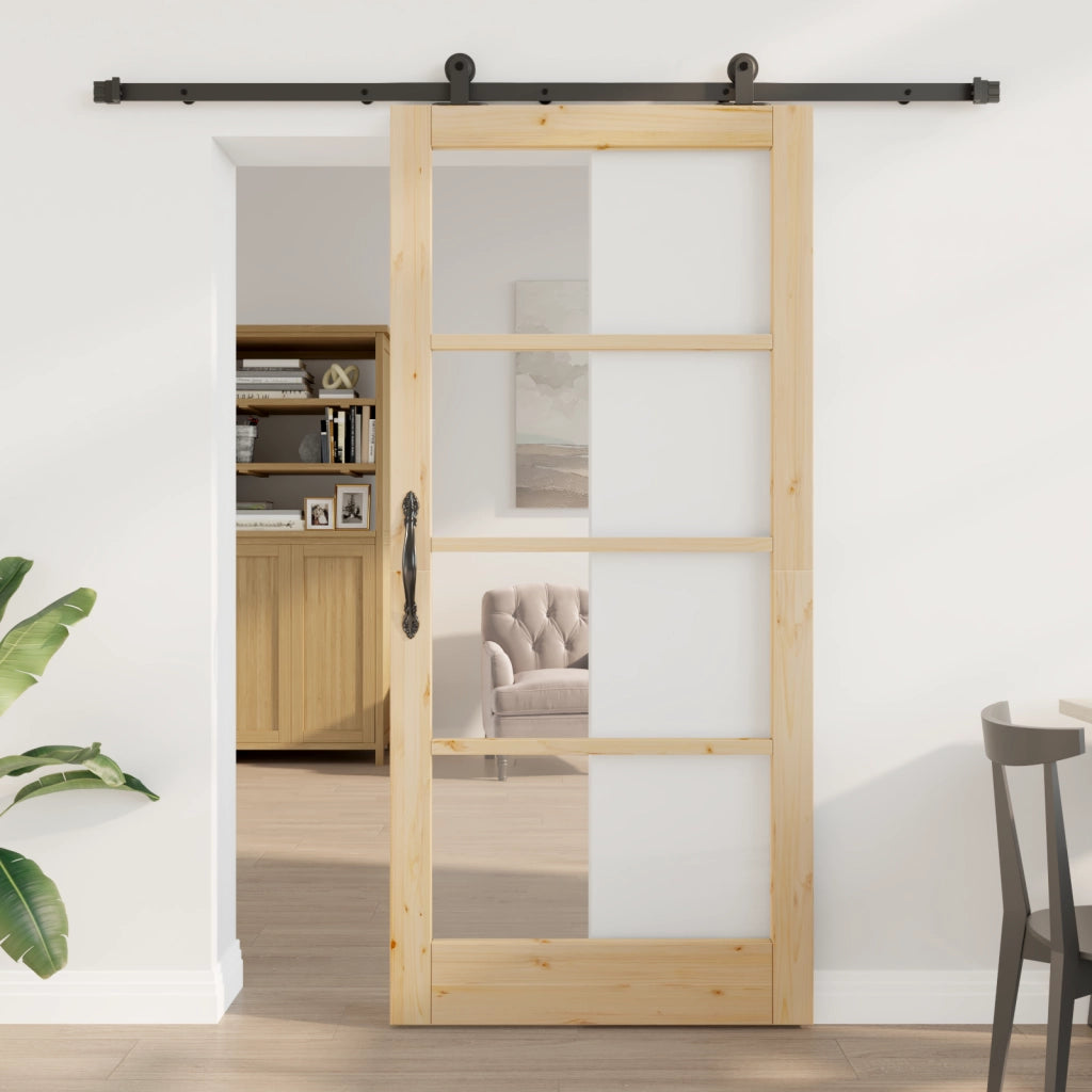 porta scorrevole  con set hardware 'ORKDAL'in legno massello e vetro