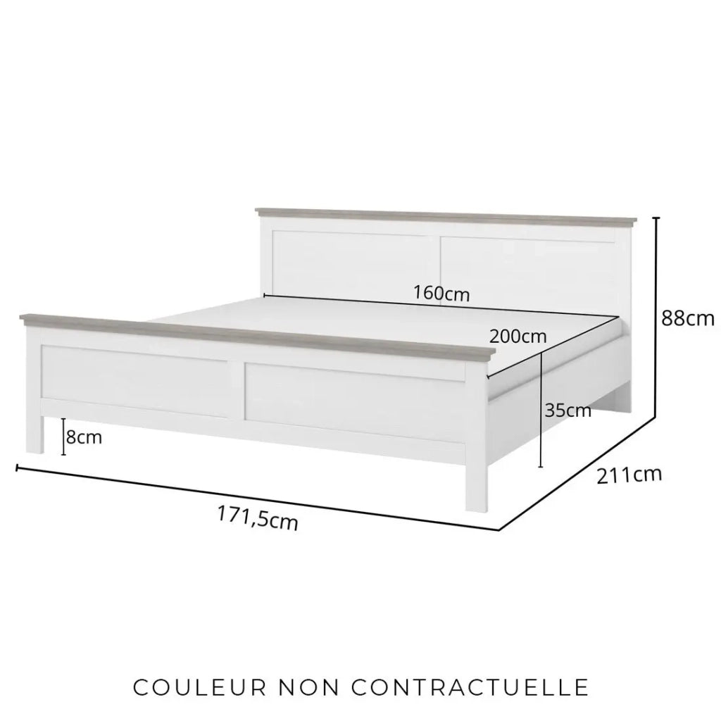 Letto adulto 160x200 collezione ASSIA. Colore verde kaki e finiture effetto rovere.