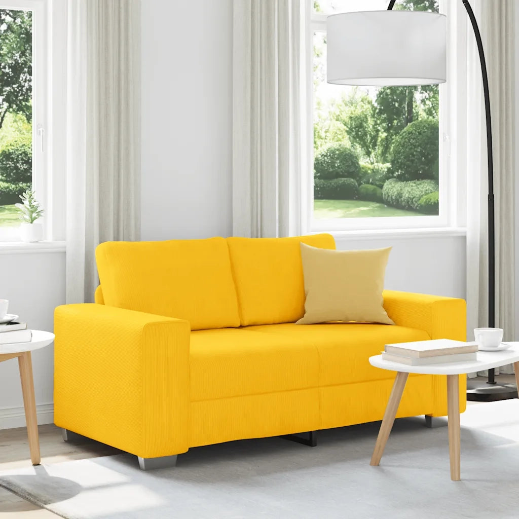 Divano | Divano da soggiorno | Sofa Divanetto Giallo Chiaro 160x77x82cm Tessuto di Velluto a Coste